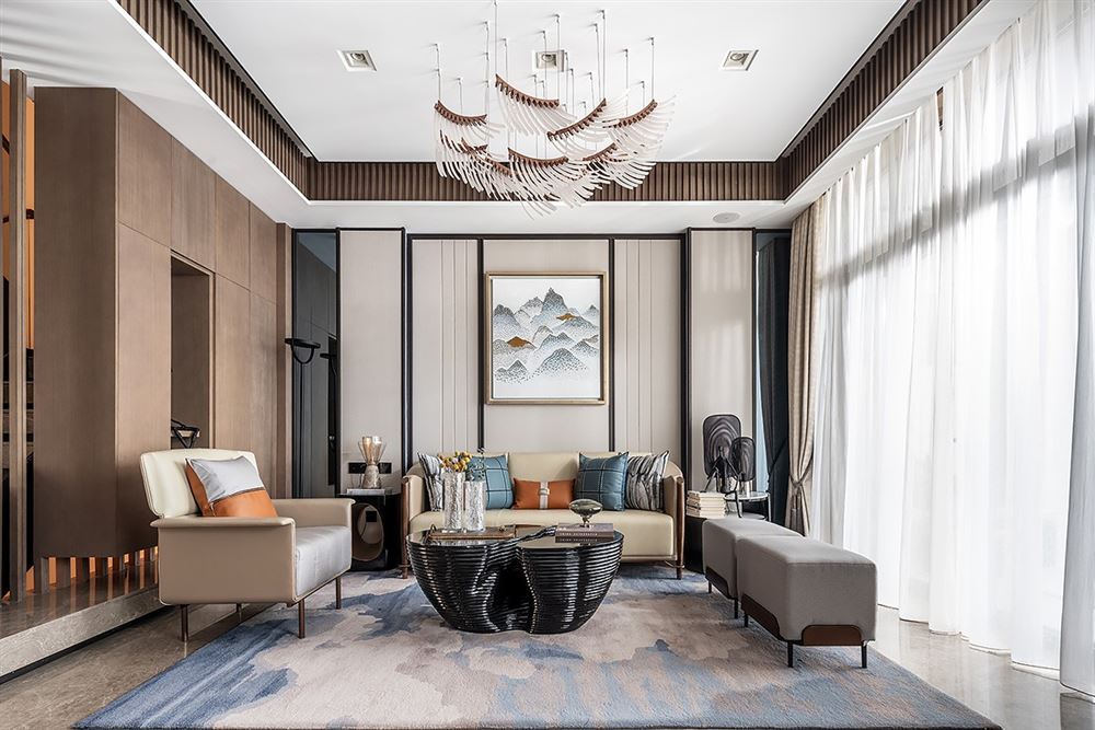 江門市恩平錦江花城新中式風格別墅裝修案例