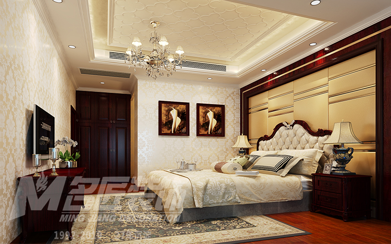 桂花洲三居120平米美式鄉村風格裝修案例-主臥 桂花洲三居120平米美式鄉村風格裝修案例-主臥