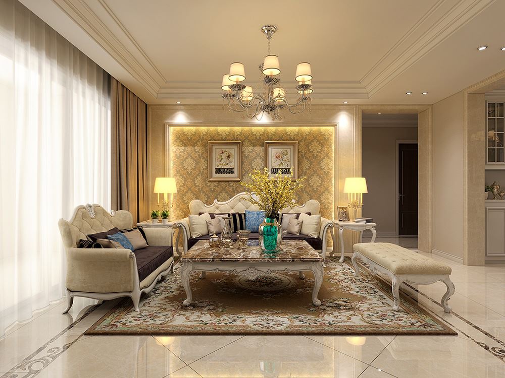 連云港市鳳凰名都歐式風格三居室裝修案例