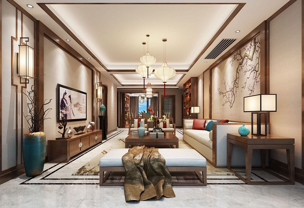 衢州市鳳翔苑新中式風格三居室裝修案例