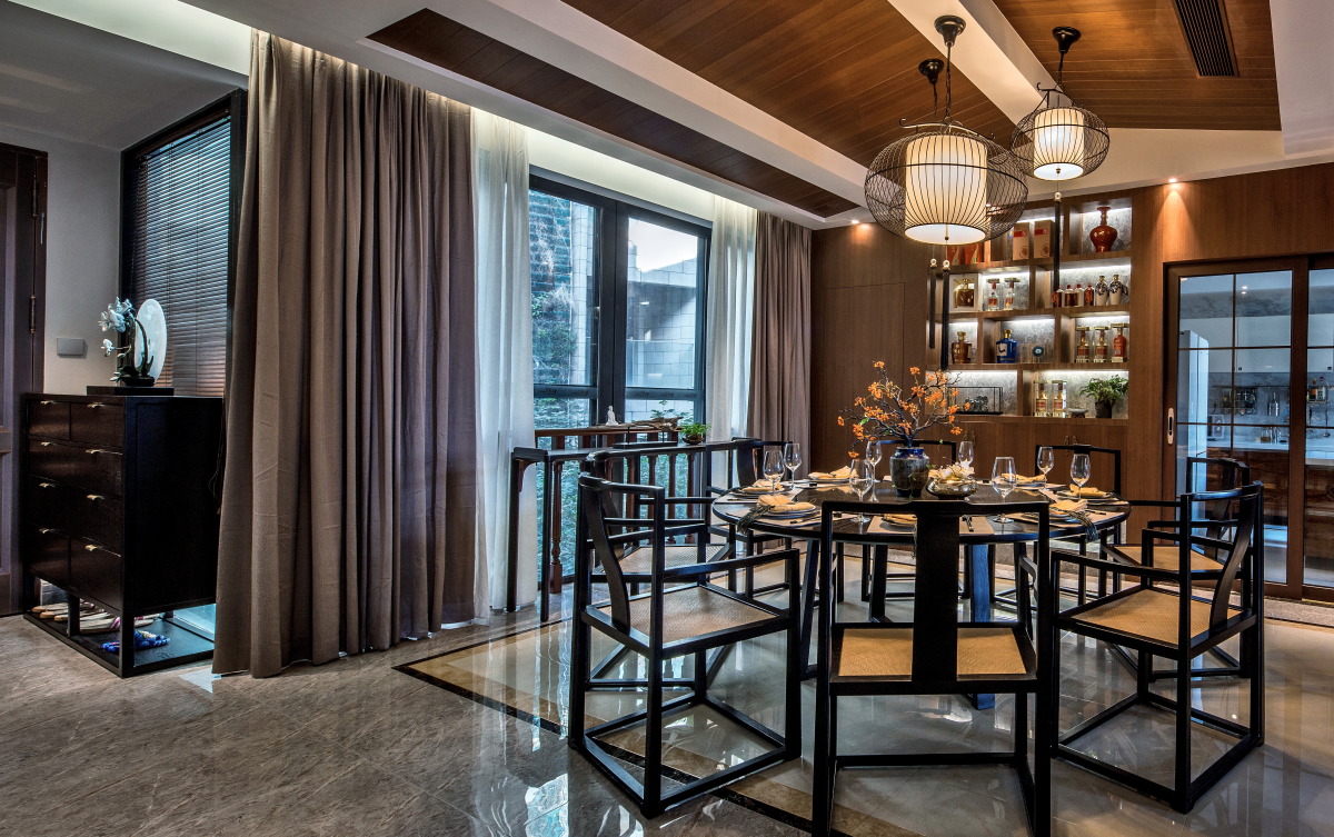 裝修案例新中式風格室內裝修效果圖-餐廳 裝修案例新中式風格室內裝修效果圖-餐廳