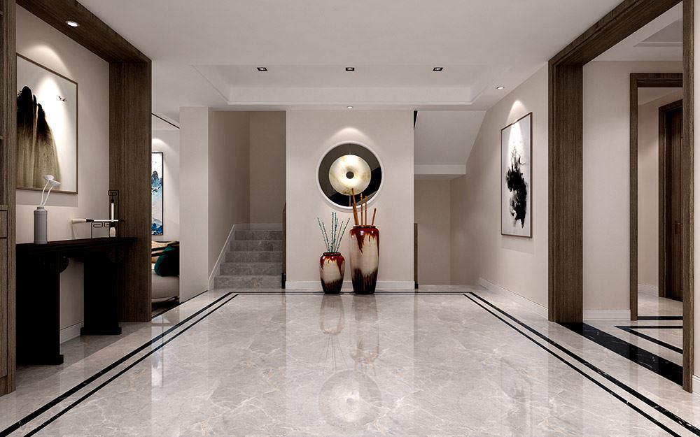 昭通市華園小區新中式風格二居室裝修案例