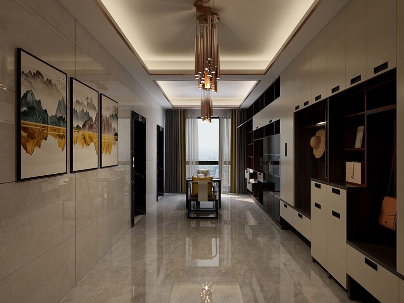 佛山市招商城市主場新中式風格四居室裝修案例