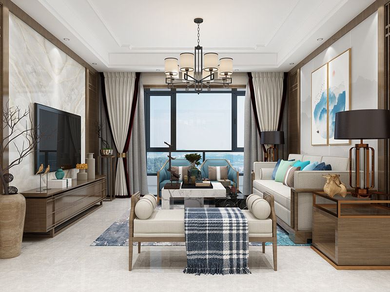 楚雄彝族自治州楚雄碧桂園新中式風格三居室裝修案例