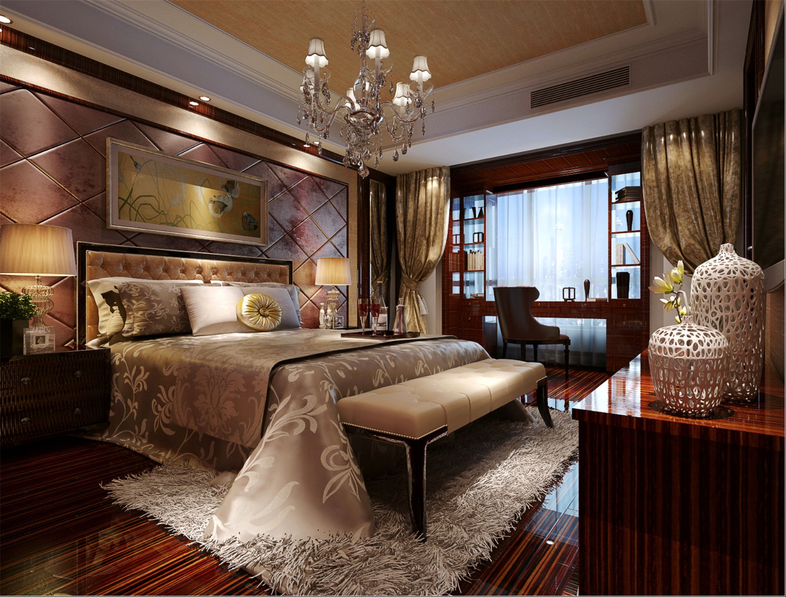 裝修案例歐式復古風格室內裝修效果圖-主臥 裝修案例歐式復古風格室內裝修效果圖-主臥