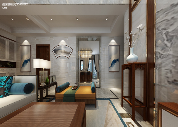 淮安市德匯公館新中式風格復式裝修案例