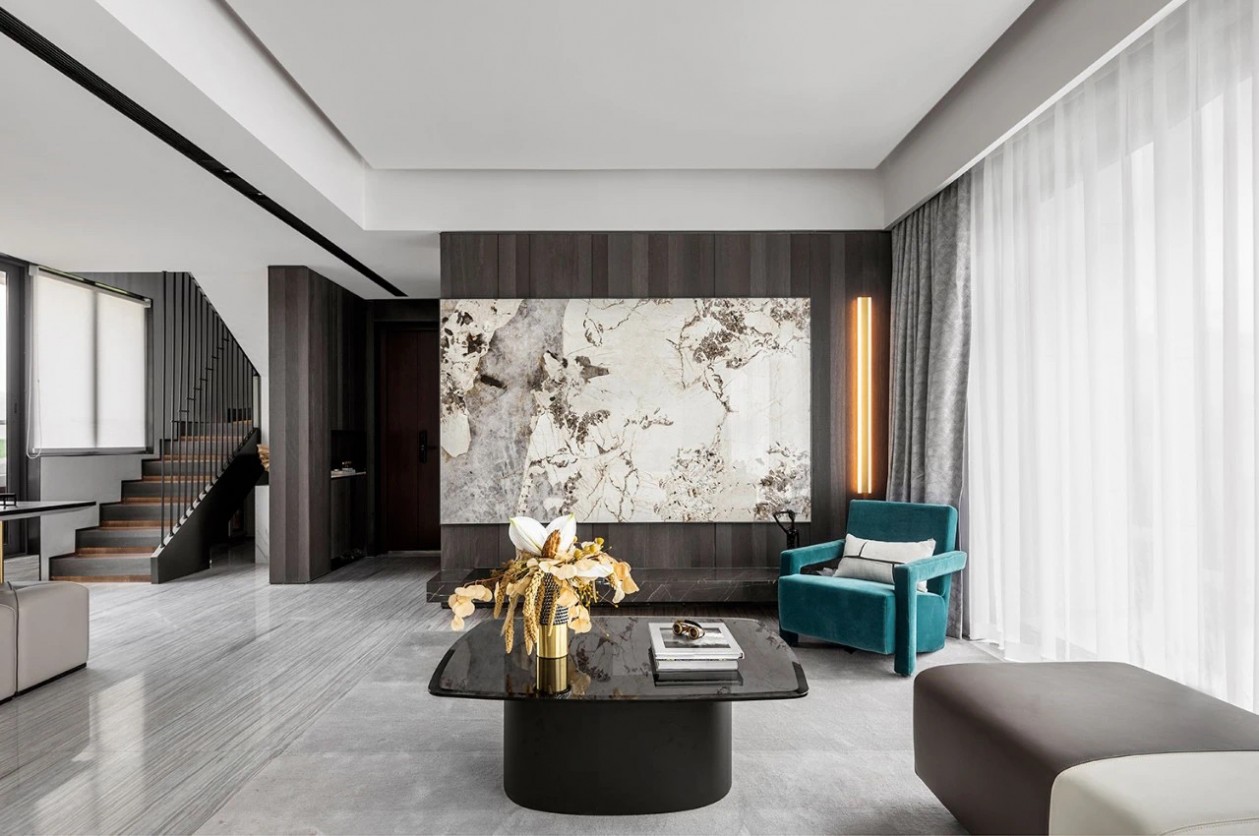 現代輕奢風格室內家裝案例效果圖-會客廳 現代輕奢風格室內家裝案例效果圖-會客廳