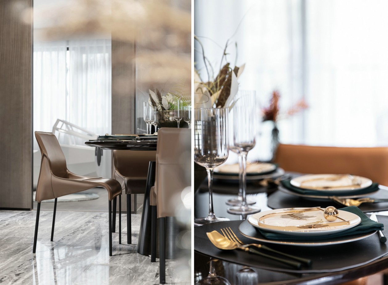 現代輕奢風格室內設計家裝案例-餐廳餐桌