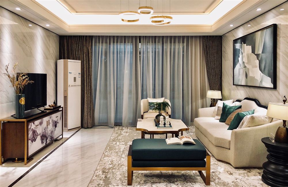 江門市銀泉花園新中式風格三居室裝修案例