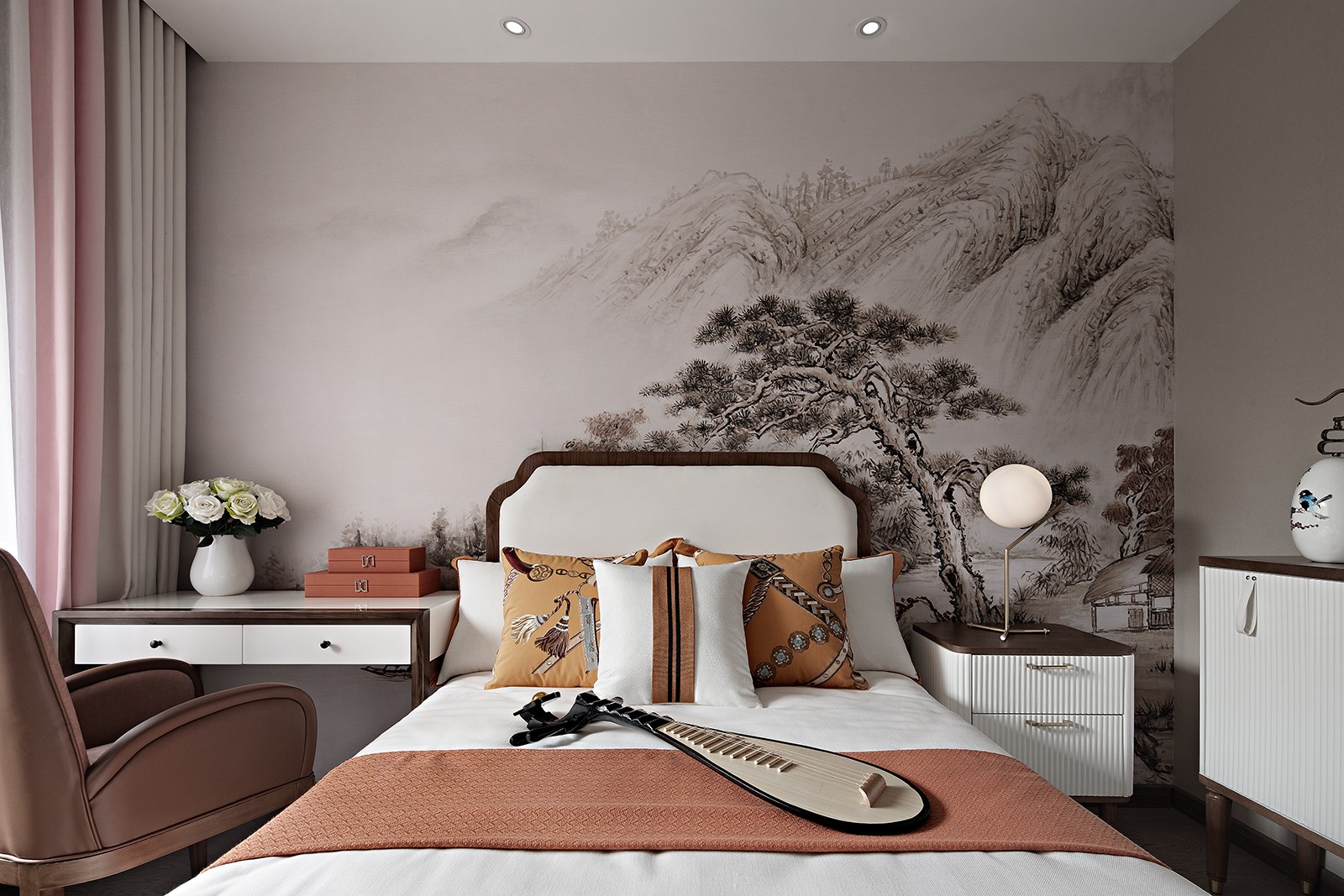 佛山裝修公司新中式風(fēng)格室內(nèi)裝修效果圖-主臥 佛山裝修公司新中式風(fēng)格室內(nèi)裝修效果圖-主臥