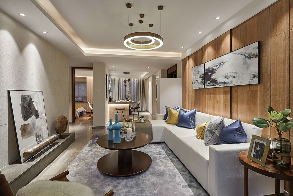 南寧市濱江陽光水岸輕奢風格三居室裝修案例