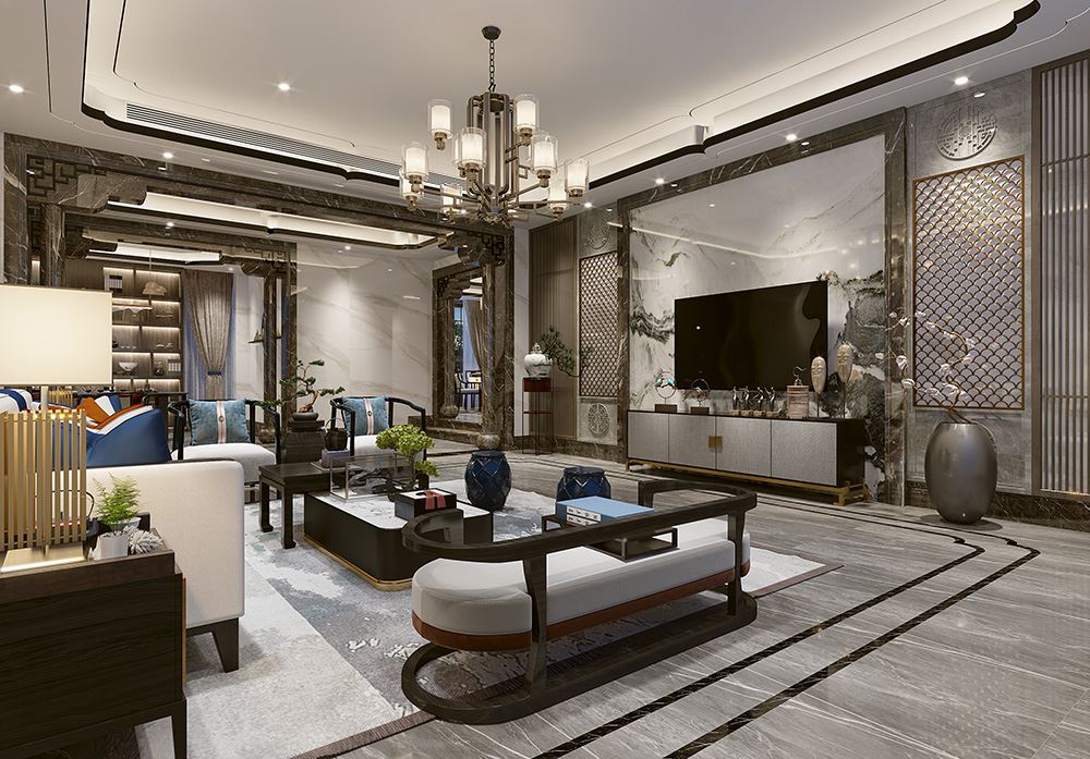 佛山市保利時(shí)代天珀新中式風(fēng)格別墅裝修案例