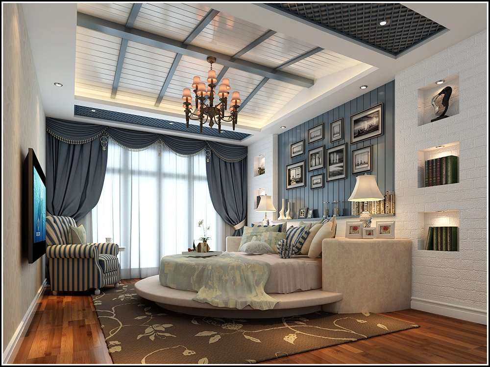 大同鉑藍郡別墅410平米地中海風格裝修案例-臥室 大同鉑藍郡別墅410平米地中海風格裝修案例-臥室