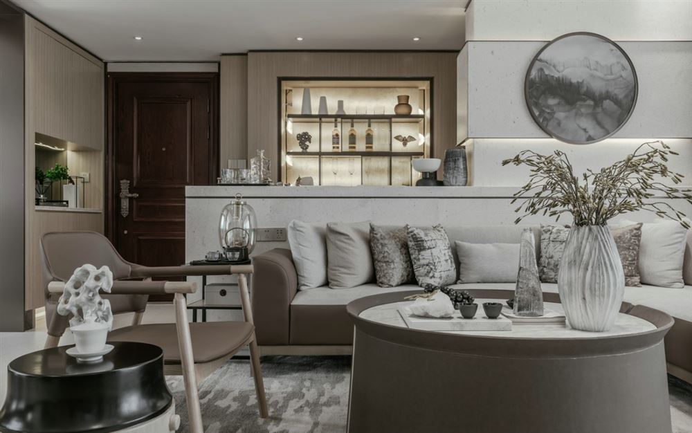 江門市銀泉花園新中式風格三居室裝修案例