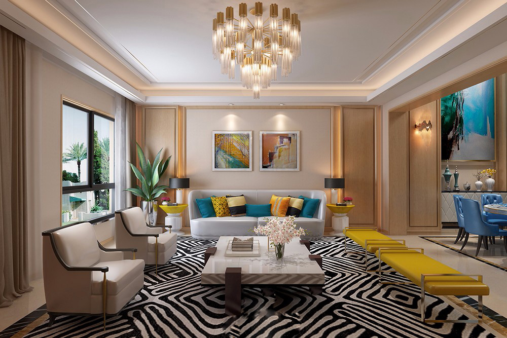 輕奢風格別墅裝修設計效果圖-碧桂花城別墅300平米-別墅客廳裝修設計 輕奢風格別墅裝修設計效果圖-碧桂花城別墅300平米-別墅客廳裝修設計