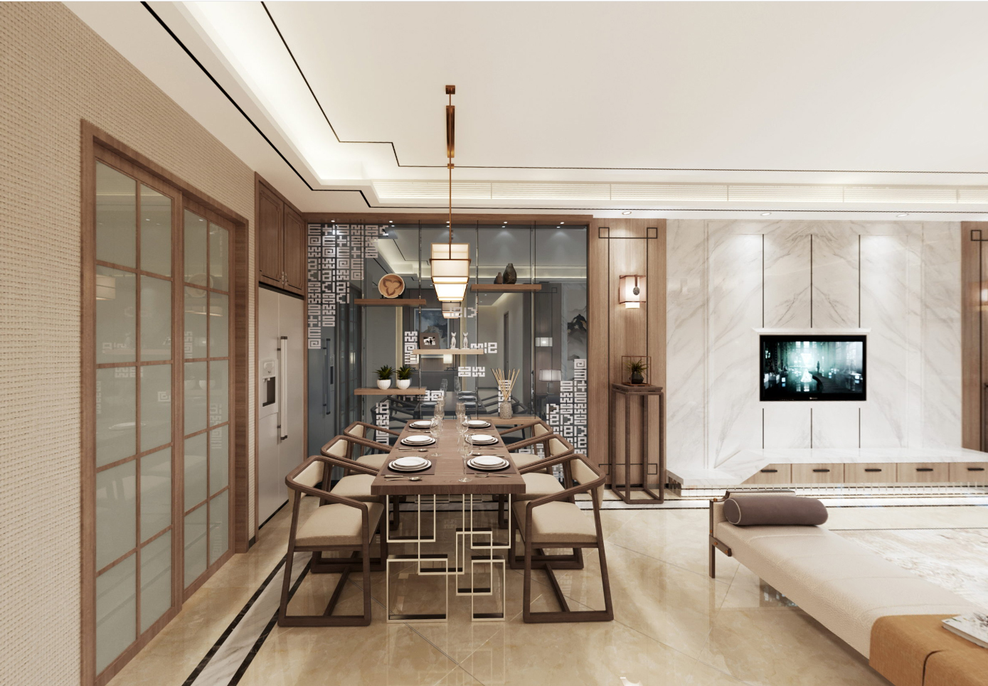 嘉興市嘉善萬聯城新中式風格別墅裝修案例