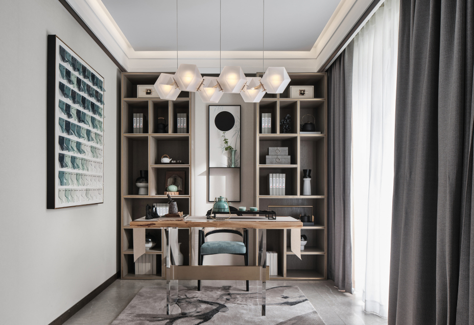 現代中式風格家裝設計室內裝修效果圖-書房 現代中式風格家裝設計室內裝修效果圖-書房