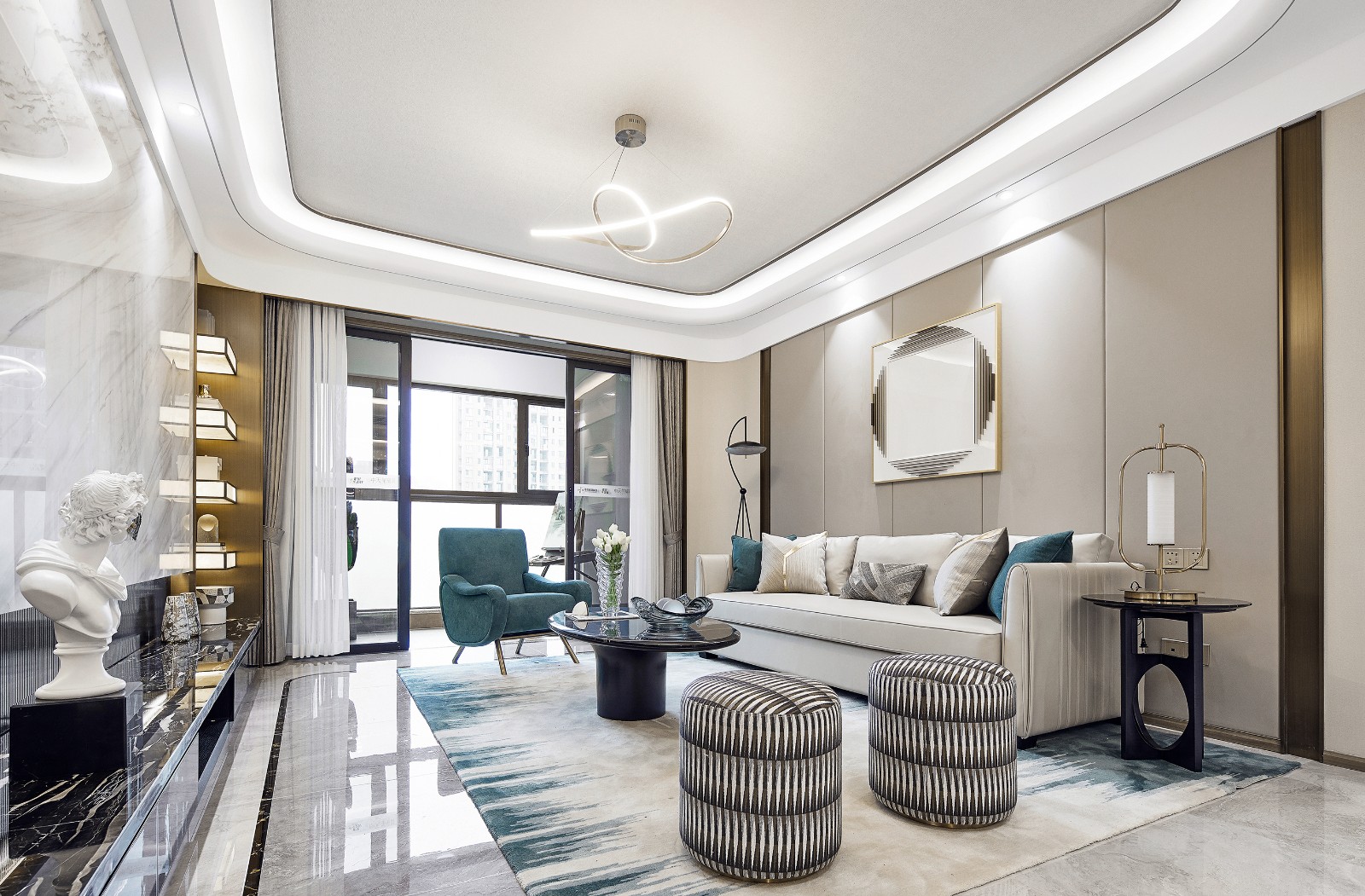 美式輕奢風格室內設計家裝案例-客廳 美式輕奢風格室內設計家裝案例-客廳