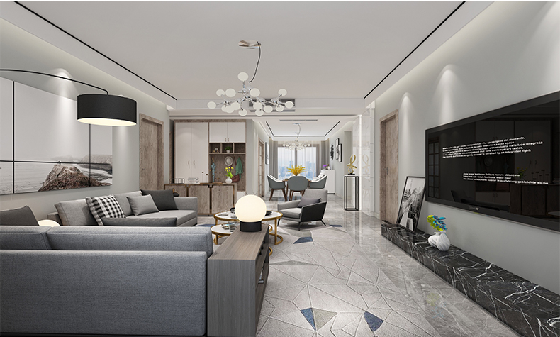 佛山市翡翠西江現代簡約風格二居室裝修案例