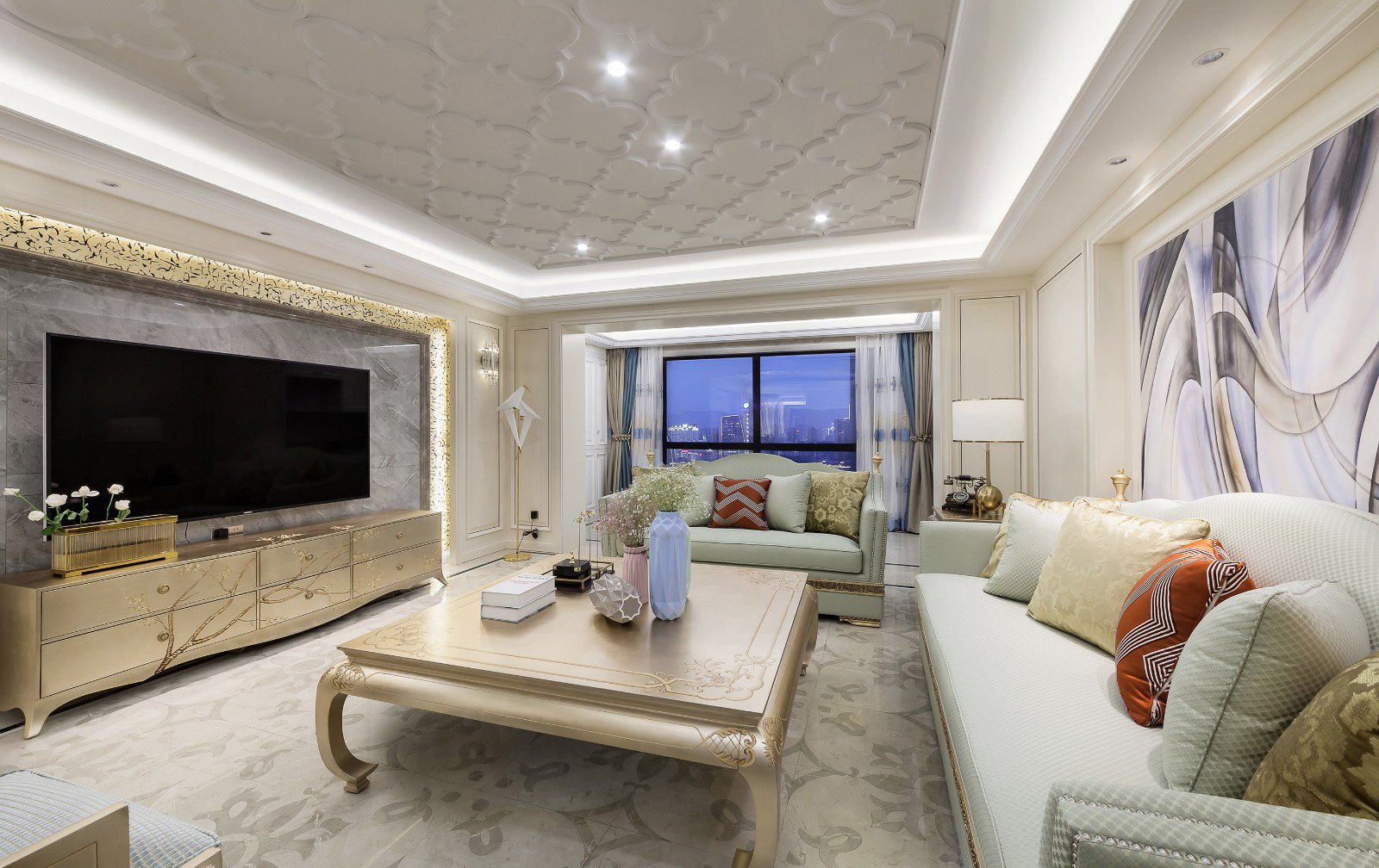 法式風格家裝設計室內裝修效果圖-客廳 法式風格家裝設計室內裝修效果圖-客廳