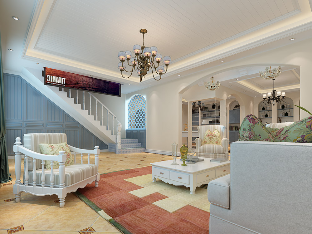 大同鉑藍郡別墅410平米地中海風格裝修案例-客廳 大同鉑藍郡別墅410平米地中海風格裝修案例-客廳