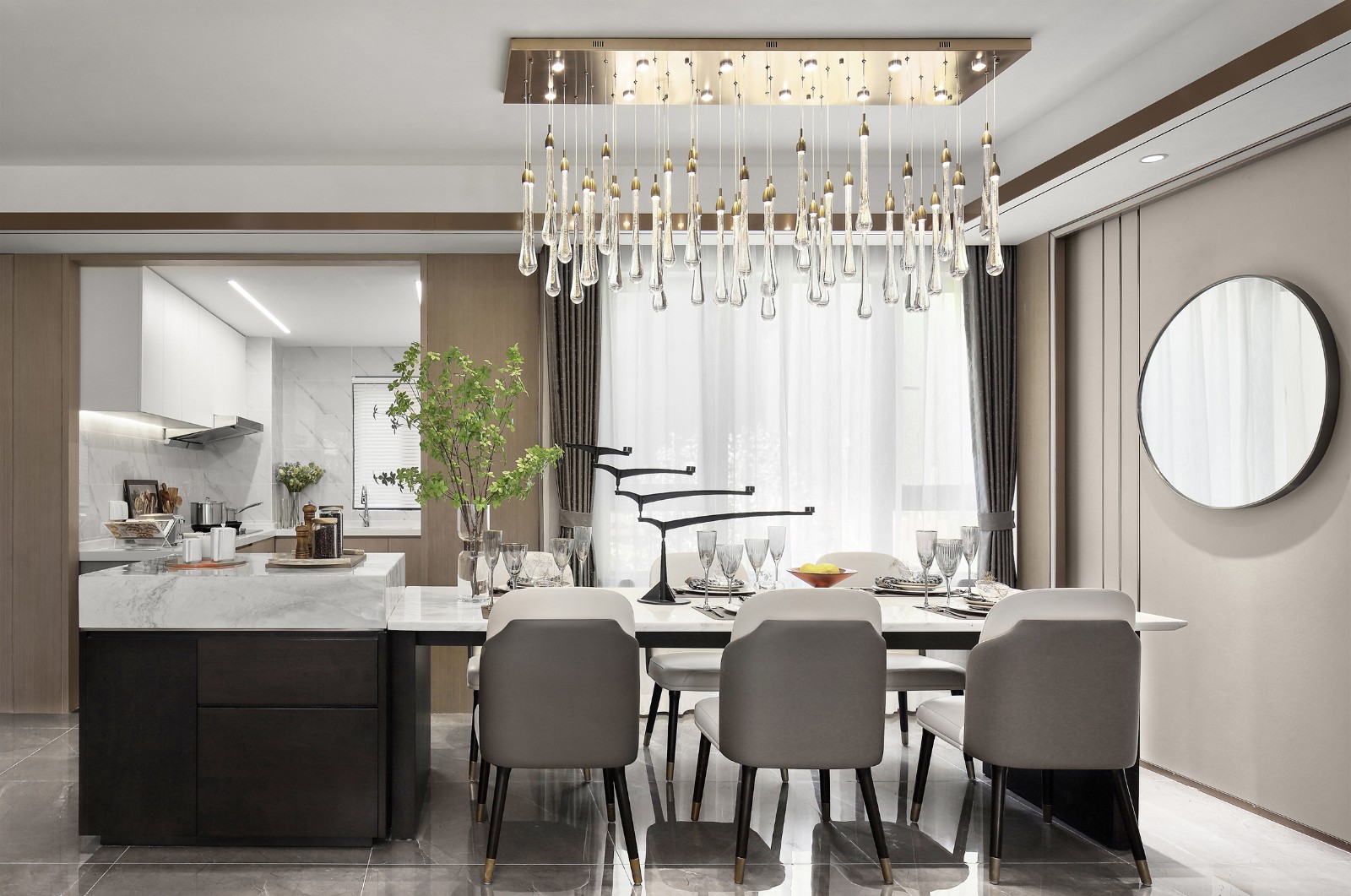 港式輕奢風格室內設計家裝案例-餐廳 港式輕奢風格室內設計家裝案例-餐廳