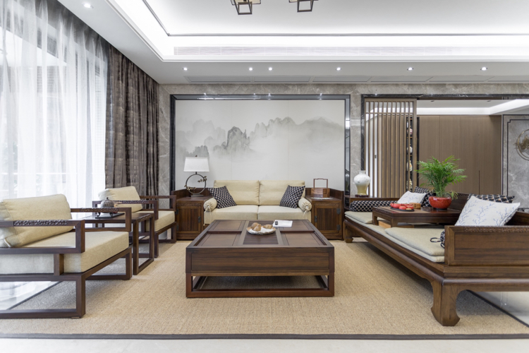 裝修案例新中式風格室內裝修效果圖-客廳 裝修案例新中式風格室內裝修效果圖-客廳