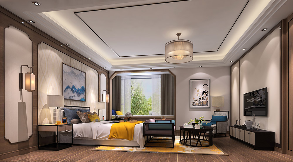 新中式風格別墅裝修效果圖-東逸灣翠河澗四居190平米-次臥 新中式風格別墅裝修效果圖-東逸灣翠河澗四居190平米-次臥