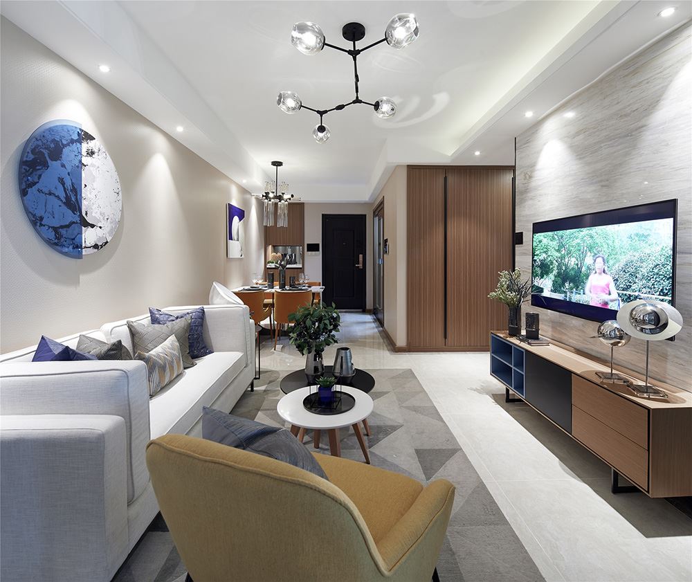 南寧市盛天華府現代風格三居室裝修案例