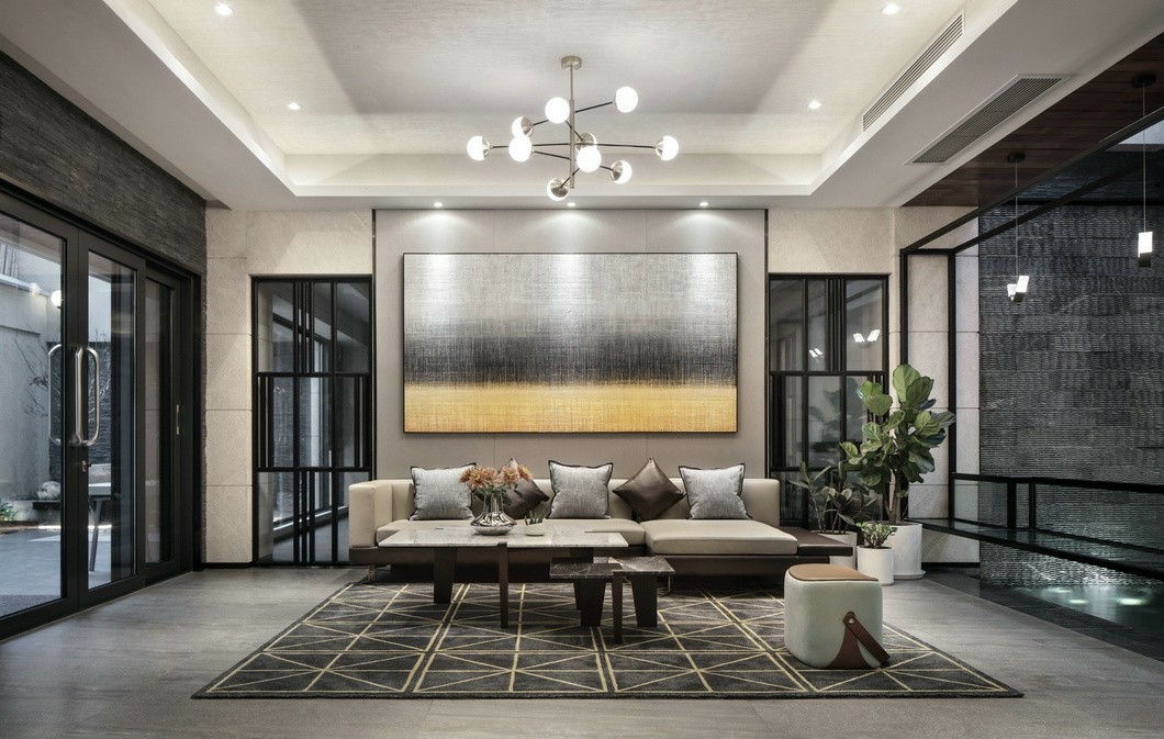 裝修公司新中式風格別墅裝修效果圖-一樓客廳 裝修公司新中式風格別墅裝修效果圖-一樓客廳