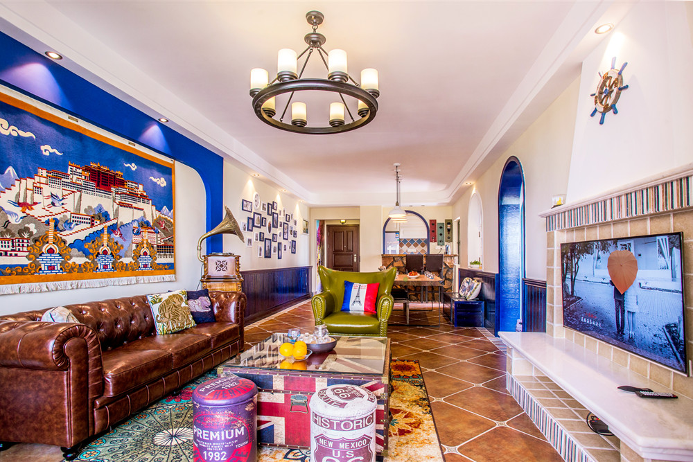 惠州市花樣年別樣城地中海風格二居室裝修案例