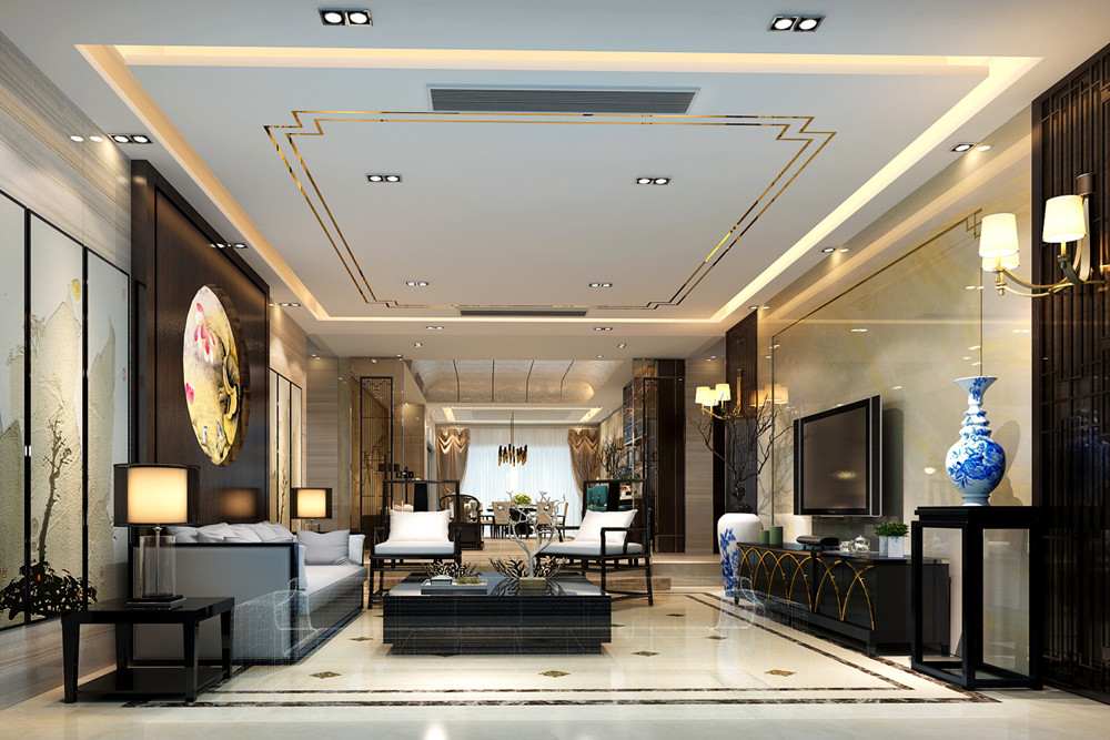 惠州市富力灣新中式風格別墅裝修案例