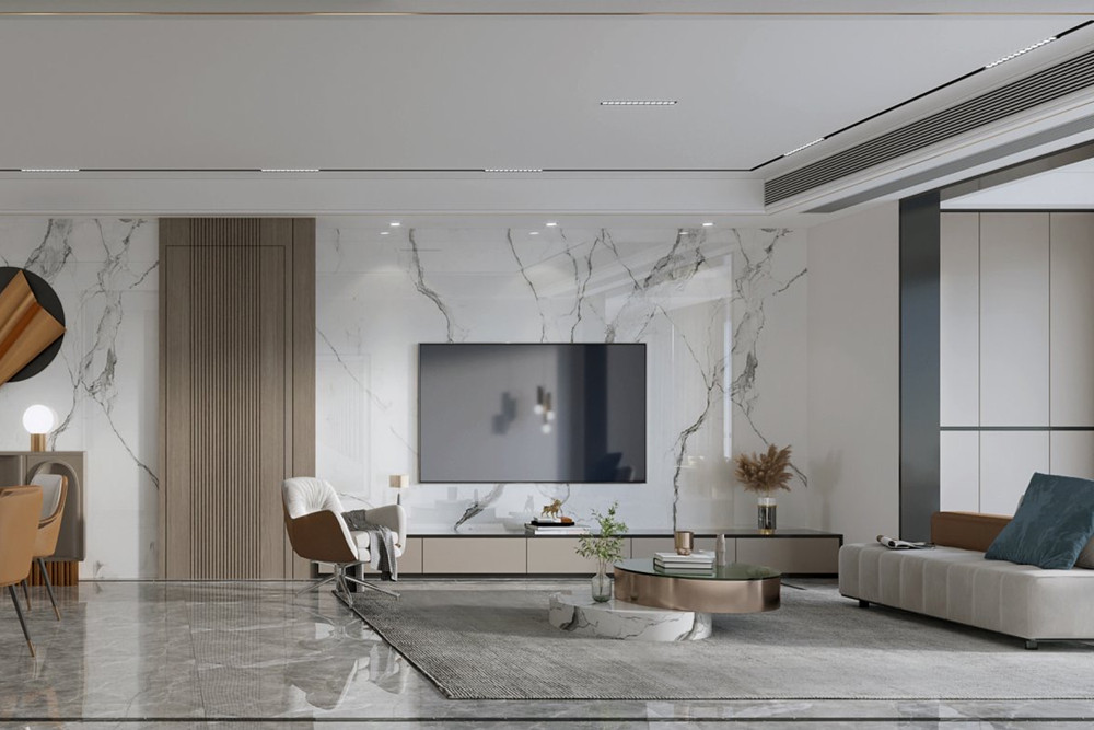 嘉興市龍光·西塘江南大境現代簡約風格三居室裝修案例