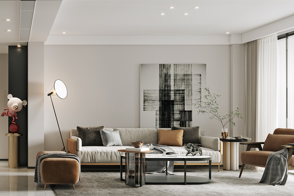 嘉興市僑福一品高爾夫公館現(xiàn)代簡約風(fēng)格四居室裝修案例