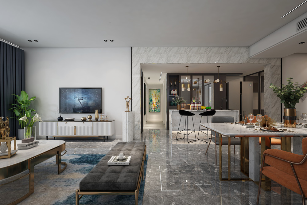 中山市奕翠園現(xiàn)代簡約風格三居室裝修案例