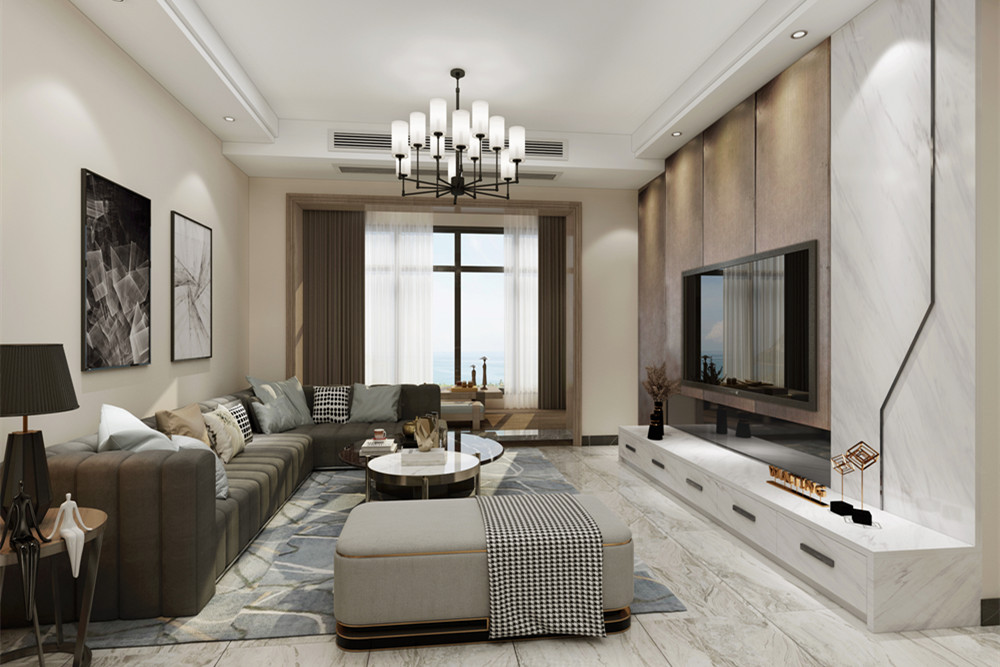 梧州市寶石園輕奢風格三居室裝修案例