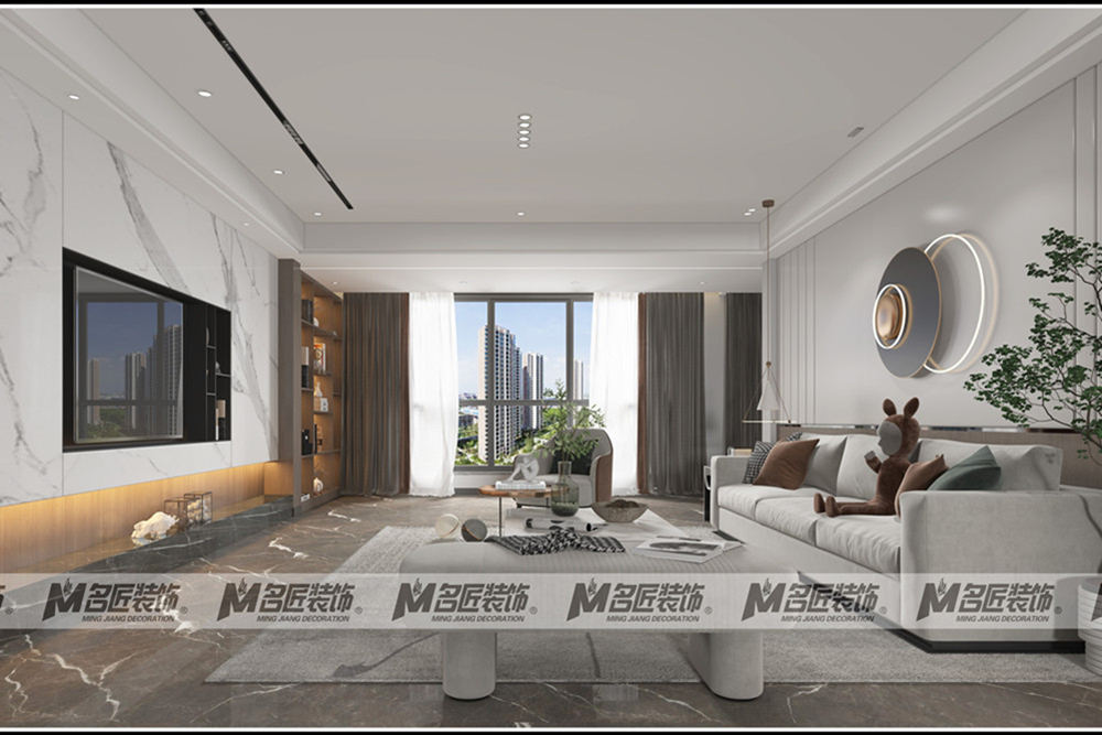 湖州市汀香別墅現代簡約風格平層裝修案例