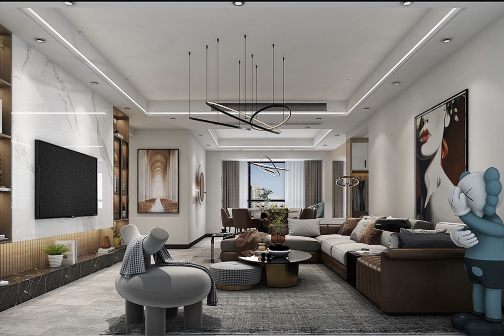 云浮市百合山花園現代簡約風格三居室裝修案例