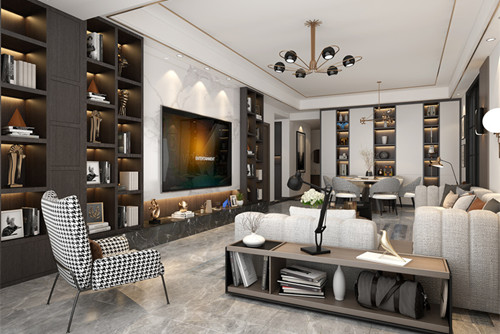 玉林市榮顧購物公園輕奢風格三居室裝修案例