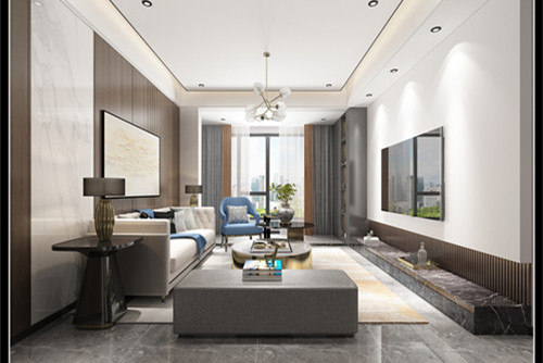 玉林市新都香格里拉輕奢風格三居室裝修案例