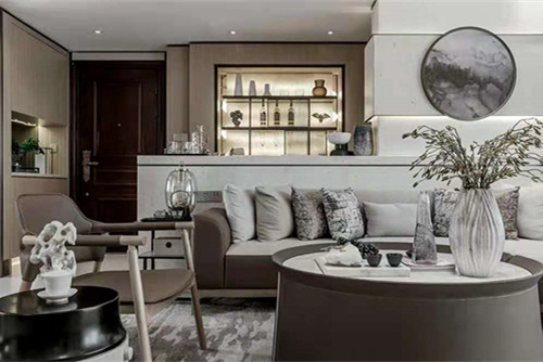 梧州市恒大綠洲新中式風(fēng)格三居室裝修案例