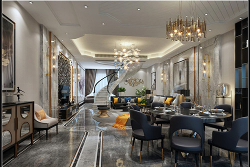 德陽(yáng)市玫瑰園輕奢風(fēng)格三居室裝修案例