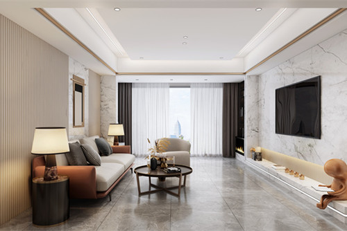 德陽市電信小區新中式風格三居室裝修案例