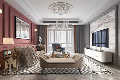 淮安市都梁名郡輕奢風格三居室裝修案例