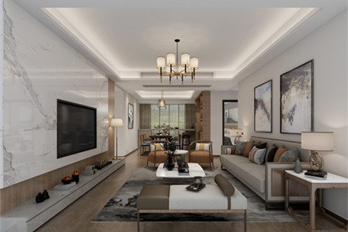 惠州市緣水岸新中式風格四居室裝修案例