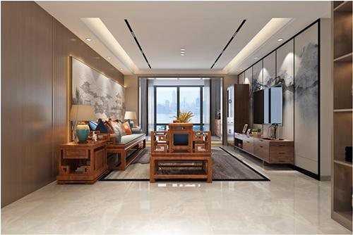 百色市大塘四巷東1-10號住宅樓新中式風格三居室裝修案例