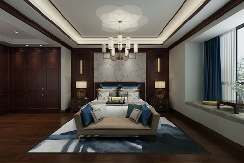 百色市城市中心廣場新中式風格四居室裝修案例