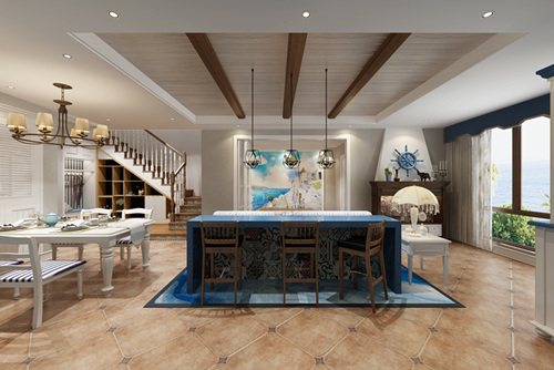 泉州市翰林合著地中海風(fēng)格復(fù)式裝修案例