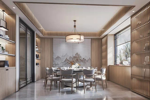 云浮市百合花城一期新中式風格別墅裝修案例