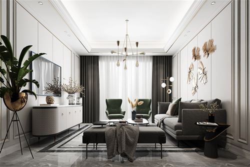 遂寧市置信·麗府輕奢風格三居室裝修案例